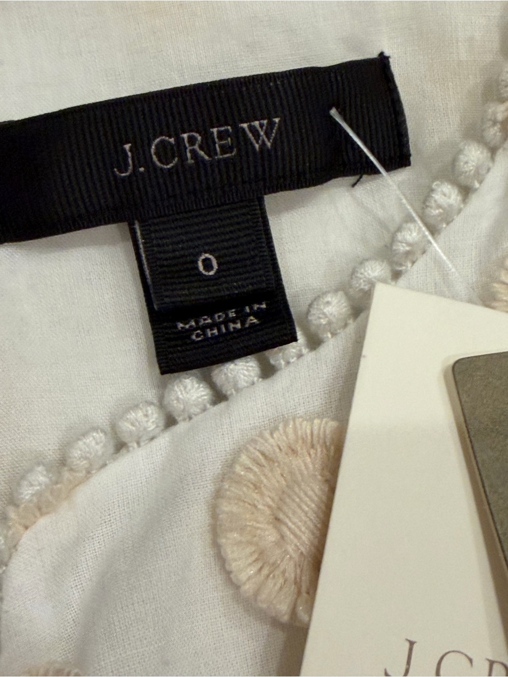 *AS IS* New J. Crew Bell Sleeve Dress Fringe Dot Embroidery 0 Marine Salt Ivory - Picture 9 of 11